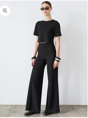 Ripley Rader Ponte Knit Long Wide Leg Black Trouser Pants Size Small